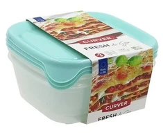 Maisto laikymo dėžučių rinkinys CURVER FRESH&amp;GO, h11 x 15,5 x 15,5 cm, 800 ml, 3 vnt.