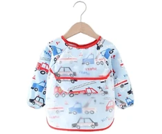 Maitinimo prijuostės seilinukas su rankovėmis ir MilaBaby apsauginio automobilio dubuo