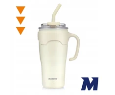 Majestic Sport Terminis kelioninis puodelis su šiaudiniu snapeliu, didele rankena kavai, plieno, 650 ml