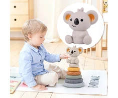 MALLE SENSORY GUMINIAI BLOKAI SOFT CREATIVE MONTESSORI TOWER PYRAMID 13 EL