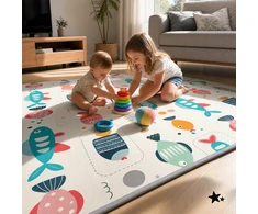 Malplay LAIKOMASIS VALČIUOTAS DVIPUŠIS PUOLŲ KILIMAS, DIDELIS 180x200 PUTOLAS VAIKAMS
