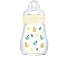 MAM Feel Good 170ml stiklinis buteliukas su minkštu silikonu SkinSoft +0m