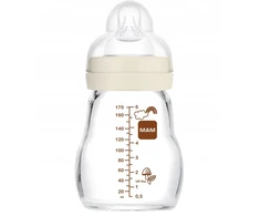 MAM stiklinis kūdikių buteliukas 170 ml su SkinSoft silikonu