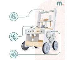 Mamabrum Medinės dirbtuvės vaikams 3in1 Walker Vežimėlis Vežimėlis 47 elementai Tvirtas