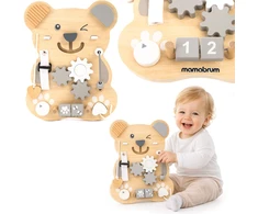 Mamabrum Montessori 10-in-1 medinė manipuliavimo lenta Sensory meškiukas