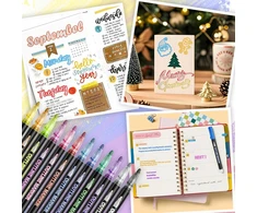 MARKERS 12 Vnt. GLITTER METALIC CONTOUR KREATIVNE „pasidaryk pats“ rašikliai