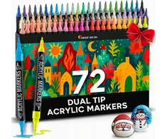 MARKERS 72 AKRILINIAI DVIELIAI DVIGUBAS ŠEPEČIO ANTGALIS, PLONAS, nepermatomas
