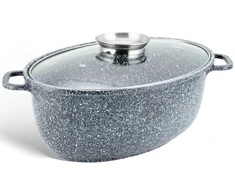 Marmurinė keptuvė Žąsų keptuvė 8l 38cm indukcinis dujų puodas 3937