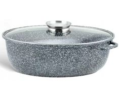 Marmurinė keptuvė Žąsų keptuvė 8l 38cm indukcinis dujų puodas 3937