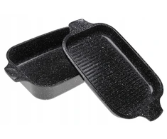 Marmurinė žąsų keptuvė GRILL Keptuvė 2in1 keptuvė 5,5L 34cm 7845