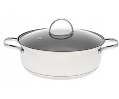 MARMURINIS PUODAS Žemas plokščias NELIMPANČIUS 22cm 2,8l INDUKCINĖS Dujos 7402