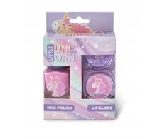 Aquarius MARTINELIA Little Unicorn kosmetikos rinkinys vaikams, 1 nagų lakas, 2 lūpų blizgis (violėtinis)