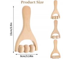 MASAŽINIS VOLINIS 3 Vnt. MEDINIS RINKINYS ERGONOMINIS VOLINIS DAUGIFUNKCINIS