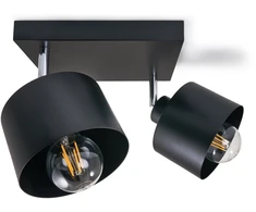 Lubinis šviestuvas Masterled Lampa sufitowa ścienna LED Elza x2 juoda regulowana reflektor 2xE27 loft