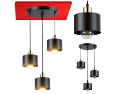 Masterled Lampa wisząca długa juoda klasyczna okrągła metalowe klosze nad stół 3xE27