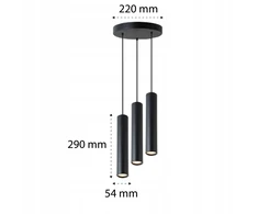 Pakabinamas šviestuvas Masterled Lampa Wisząca Sufitowa Żyrandol LED 1m 3x GU10 LOFT NOWOCZESNA TUBA okrągła