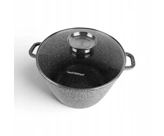 Masterpan Didelis GRANITINIS puodas 7L su dangteliu ir aromatinių rankenėlių sistema 24cm PILKA