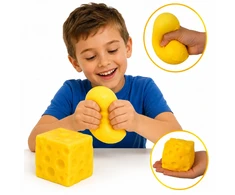 MAT Group Didelis ANTISRESSAS GNIOTEK SŪRIS Geltonas sūrio kubelis SQUISHY MOCHI 9X9 cm
