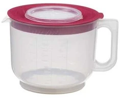 Matavimo indas su dangčiu ir rankena Plast Team 14x21.2x17.3cm/2L permatoma/raudona
