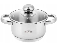 MAŽAS PLIENINIS PUODAS SU SIDABRINIU DANGIU 12cm / 0,8L ZILNER