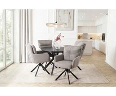 Mebel Elite Minkšta pasukama kibiro kėdė valgomajam Pilka velveta CITY