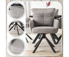 Mebel Elite Minkšta pasukama kibiro kėdė valgomajam Pilka velveta CITY
