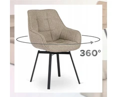 Mebel Elite Minkšta valgomojo virtuvės kėdė Svetainės pasukama 360 smėlio spalvos LUNA 2