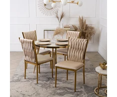 Mebel Elite Minkšta virtuvė Svetainė Valgomojo Kėdė Veliūrinis Glamour Kreminis DAN