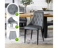 Mebel Elite Minkšta virtuvės svetainės valgomojo kėdė, aksominė pilka KAMŠTĖ