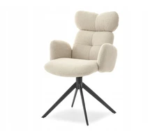 Mebel Partner DESIGNER BOUCLE KĖDĖ SU porankiais ir galvos atrama MADELINE BEIGE