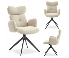 Mebel Partner DESIGNER BOUCLE KĖDĖ SU porankiais ir galvos atrama MADELINE BEIGE