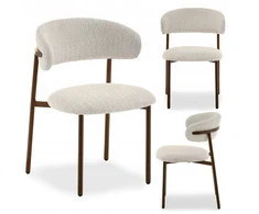 Mebel Partner DIZAININĖ VALGOMO KĖDĖ LAMB BEIGE IZOLDA METAL GRAIKIETŲ RIEŠUTŲ PAGRINDAS