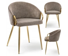 Mebel Partner ELEGANTIŠKA KĖDĖ ANT AUKSINIŲ KOJŲ CLARA SAND GLAMOUR