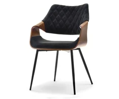Mebel Partner ELEGANTIŠKA MODERNI KĖDĖ IŠ faneros veliūrinio metalo RENZO WALNUT Juodas
