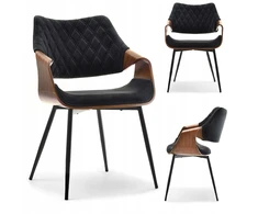 Mebel Partner ELEGANTIŠKA MODERNI KĖDĖ IŠ faneros veliūrinio metalo RENZO WALNUT Juodas