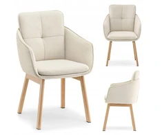 Mebel Partner ELEGANTIŠKA VALGOMO KĖDĖ SU RANKŲ ATRAMAIS MISTRAL BACKET BEIGE Ąžuolo