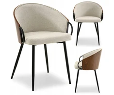 Mebel Partner ELEGANTIŠKOS KĖDĖS SU DEKORATYVIAIS porankiais ELVIRA BEIGE GRAIKIŲ RIEŠUTŲ