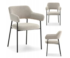 Mebel Partner ELEGANTIŠKOS SVETAINES KĖDĖS SU PONKČIAIS ​​BEIGE BOUCLE ERWIN Juodas