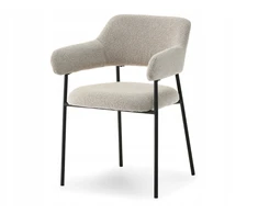 Mebel Partner ELEGANTIŠKOS SVETAINES KĖDĖS SU PONKČIAIS ​​BEIGE BOUCLE ERWIN Juodas