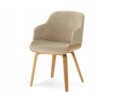Mebel Partner KAUŠINĖ KĖDĖ SU SUSIŪSTU ATGALĖJU IŠ VELIŪRO IR MEDIENOS SAMBOR BEIGE Ąžuolo