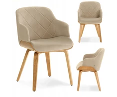 Mebel Partner KAUŠINĖ KĖDĖ SU SUSIŪSTU ATGALĖJU IŠ VELIŪRO IR MEDIENOS SAMBOR BEIGE Ąžuolo