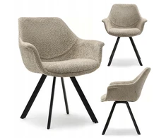 Mebel Partner KIAUŠINĖ KĖDĖ SU RANKŲ ATRAŠKAIS MAIRAUS AUDINIO BOUCLE MIRA BEIGE