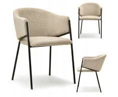 Mebel Partner MADINGA KĖDĖ SU NUGARA ANT ŠVIESIO METALINIO RĖMO CLOE BOUCLE BEIGE