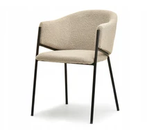 Mebel Partner MADINGA KĖDĖ SU NUGARA ANT ŠVIESIO METALINIO RĖMO CLOE BOUCLE BEIGE