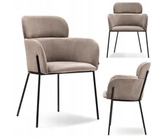Mebel Partner MADINGA PATOGI KĖDĖ SU porankiais ORIGINALUS BIAGIO RĖMAS Smėlio spalvos veliūras
