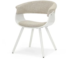 Mebel Partner MINIMALISTINĖ KAUŠINĖ KĖDĖ SVETAINEI BEIGE ŠENILĖ ELINA BALTA MEDIENA