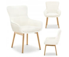 Mebel Partner MINIMALISTINĖ MINŠTA KĖDĖS KREMĖ Baltas CORDIA ĄŽUOLO PAGRINDAS