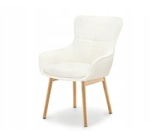 Mebel Partner MINIMALISTINĖ MINŠTA KĖDĖS KREMĖ Baltas CORDIA ĄŽUOLO PAGRINDAS