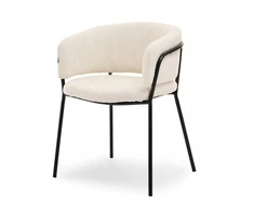 Mebel Partner MODERNI SORIN BOUCLE CREAM BUCKET KĖDĖ JUODO RĖME TIESIA KOJA