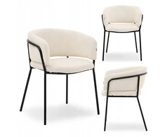 Mebel Partner MODERNI SORIN BOUCLE CREAM BUCKET KĖDĖ JUODO RĖME TIESIA KOJA